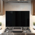 DAIFURONGE Tempered Glass Backsplash for Kitchen, Black and White Art Stove Backsplash Protector - Easy to Clean Wall Decor (Black, 30"x20"(76.2x50.8cm))