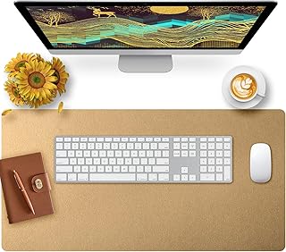 Bloss Gold Desk Mat, PU Large Mouse Pad for Desk, Desk Matt for Desktop, Desk Pad Mat Waterproof, Computer Mat for Office/Home/Decor/Desk Protector(31.5 x 15.7 Inches)