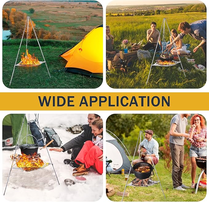 Portable Outdoor Fire Pit Camping Oven Tripod - New Upgraded Campfire Pit Collapsible Foldable Mesh Fire Pits Fireplace for Camping, Campfire, Patio, Backyard and Garden - Storage Bag Included