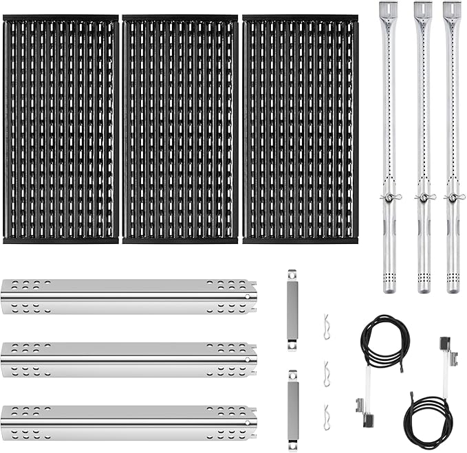 Outspark Grill Replacement Parts for Charbroil Performance TRU-Infrared 450 3 Burner 463370719 463371719 463280019,17" Emitter Plates Heat Tent Plates and Grill Burners for Charbroil G466-2500-W1