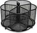 360 Degree Rotate Pen Holder for Desk Mesh Desk Pen Organizer Pencil Holder Large Capacity Accessories & Workspace Organizers for School,Home (Black, No hook)