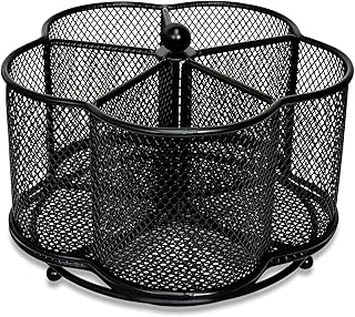 360 Degree Rotate Pen Holder for Desk Mesh Desk Pen Organizer Pencil Holder Large Capacity Accessories & Workspace Organizers for School,Home (Black, No hook)
