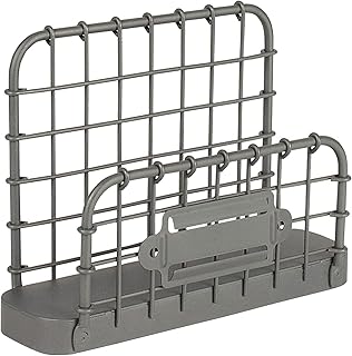 Spectrum Vintage Living Desktop Mail Storage Organizer for Desk for Home Office Entryway Kitchen Organization, Letter Holder for Desk Countertop Mail Holder Farmhouse Decor, Industrial Gray