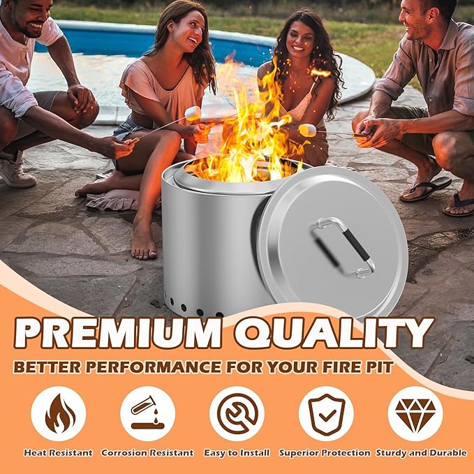 Fire Pit Lid for Solo Stove Ranger 15" Accessories, Round Fire Pit Cover for Solo Stove Lid Ranger 2.0/1.0, Stainless Steel Lid with Handle for Solo Ranger & More 15" Firepit Camping Accessory