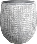 Worth 14.5" Round Planter, Lightweight Magnesium Oxide Cement Plant Pot, Raised Pattern Concrete Look with Drainage Hole for Indoor/Outdoor Use, Grey