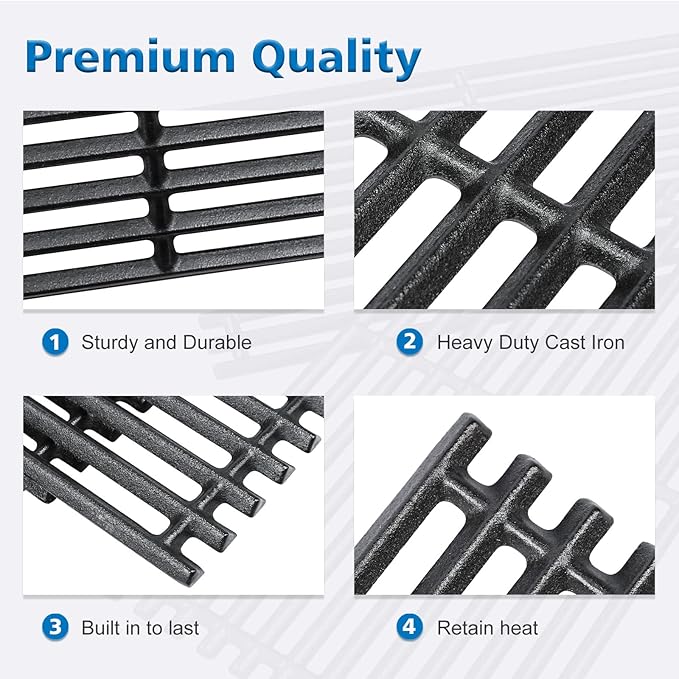 Uniflasy 17 x 8 3/4 Cast Iron Cooking Grate fits CharBroil Commercial 463644220 463632320 463642316 463245518 463630021 G369-0030-W2 2Burner Grill Replacement Part Grid for Nexgrill 720-0864M 720-0864