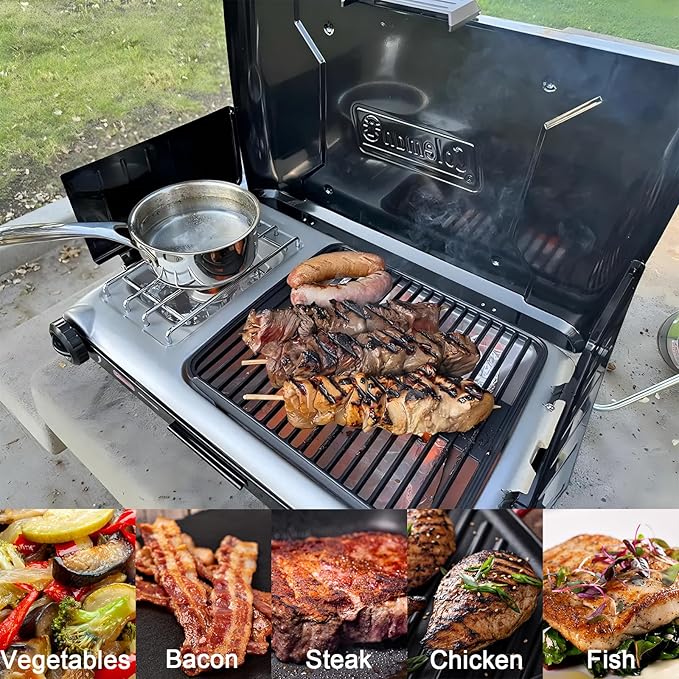 Cast Iron Grill Grate Replacement for Coleman Tabletop 2-in-1 Camping Grill, Cooking Grid Part for Coleman Classic 2-Burner 2157480 ‎2000020925 2000020929 2000038016 Propane Grill & Stove