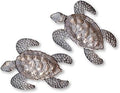 It's Cactus Sea Turtles, Beach Metal Art, Set of 2, Nautical Wall Hanging Figurines Home Decoration, Under the Sea Marine Life Animals, Handmade in Haiti 6 x 7.75 Inches Haitian Metal Plaques