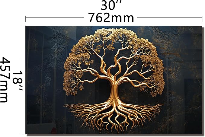 DAIFURONGE Tempered Glass Backsplash for Kitchen, Tree of Life Art Stove Backsplash Protector - Easy to Clean Wall Decor (Art Deco 1, 30"x18"(76.2x45.72cm))