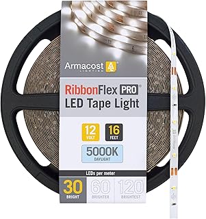 Armacost Lighting RibbonFlex Pro 12V White LED Strip Lights 30 LED/m, 5000K, 16.4 ft 161230