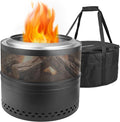 Smokeless Firepit Bonfire 20", Outside Wood Burning Metal Stove Stainless Steel Fire Pit with Carry Bag, Portable Camping Propane Patio Backyard, Easy Setup & Cleaning (Black)