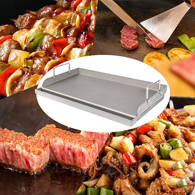 Uniflasy Cast Iron Griddle for Gas Grill Flat Top Griddle Insert for Outdoor Gas Grill, 25" x16" Cooking Skillet Plate Pan Teppanyaki for Charcoal/Electric Grills Fits Camping Tailgating Parties