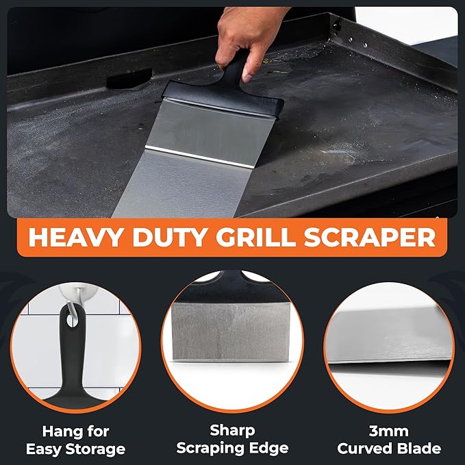 10-Piece Griddle Cleaning Kit for Blackstone, Flat Top Grill | Stainless Steel Scraper, 2 Cleaning Bricks, 5 Scouring Pads & 2 Ergonomic Handles | Grill Cleaning kit for Easy Restoration
