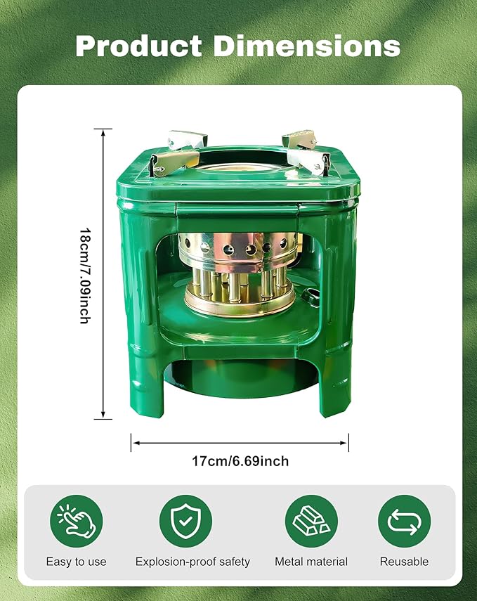 Camping Picnic Burner Furnace, Efficient Portable Camping Stove, Backpacking Oil Stoves Cooker Cookware, Handy Outdoor Portable Kerosene Stove (Square)