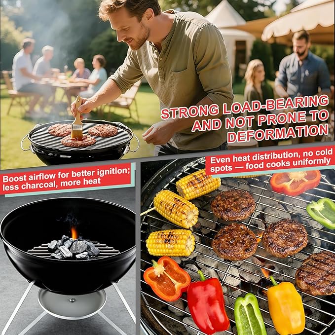 Round Cooking Grate & Charcoal Grate Kit for Weber 14 Inch Smokey Joe, Smokey Joe Gold/Silver and Tuck-N-Carry Grills, 304 Stainless Steel Grill Grates Replacement Parts for Weber 7431 7439