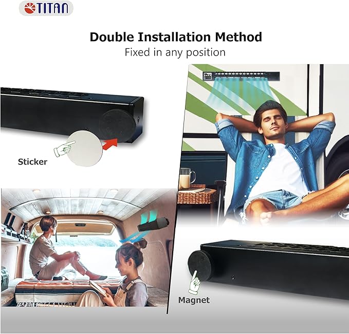 TITAN Magnetic & Portable Fan for Fireplace, Kitchen, RV, Camping & Home – Wireless Control & Display – Ideal Air Circulation Fan for Fireplace, Stove, and Outdoor Use – TTC-SC60(B)