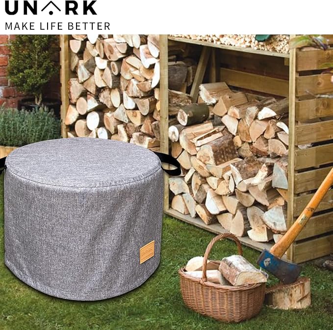 Round Fire Pit Cover for Yukon Fire Pit Cover 27 Inch Yukon 27 Inch, Heavy Waterproof Yukon Fire Pit Accessories (Grey)