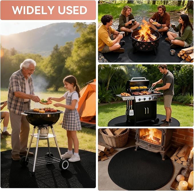 Solo Stove Bonfire 42" Fire Pit Mat, Double-Sided Fireproof Grill Mat Protector for Outdoor BBQ, Round Camping Stove BBQ Mat for Patio, Deck, Lawn & Ground Protection