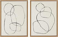 Kate and Laurel Sylvie Modern Circles and Going in Circles Framed Linen Textured Canvas Wall Art by Teju Reval, Set of 2, 18x24 Natural, Beautiful Abstract Wall Decor
