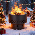 GarveeLife 19 Inch Smokeless Fire Pit, Wood Burning Outdoor Fireplace with Removable Ash Pan & Dust Bag - Ideal for Patio BBQ, Bonfire, Camping