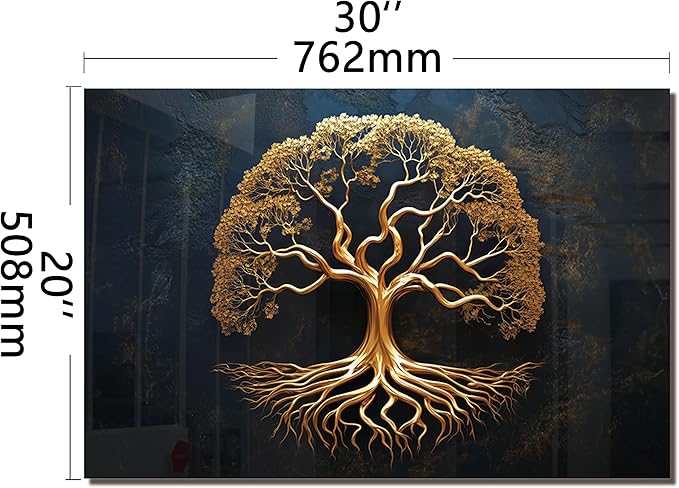 DAIFURONGE Tempered Glass Backsplash for Kitchen, Tree of Life Art Stove Backsplash Protector - Easy to Clean Wall Decor (Art Deco 1, 30"x20"(76.2x50.8cm))