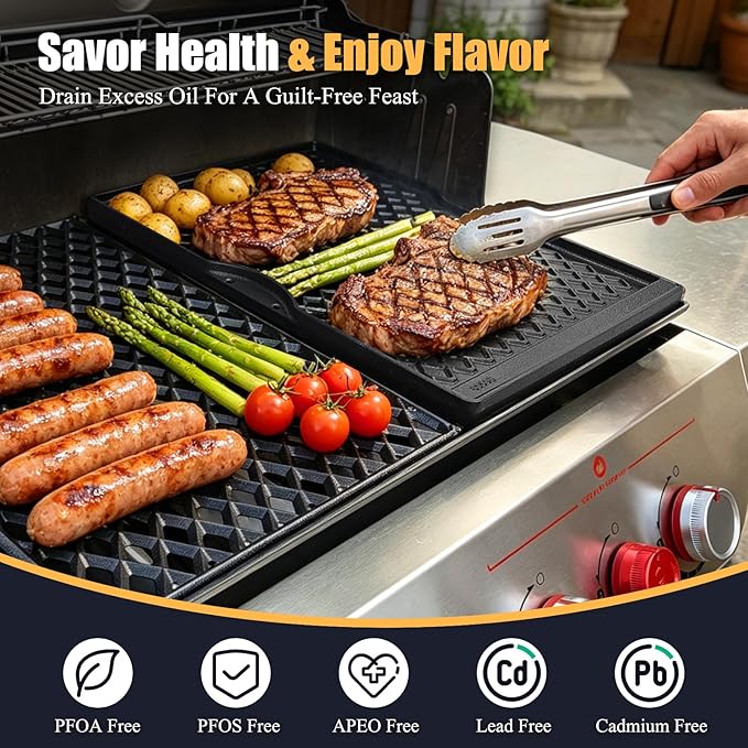 Cast Iron Griddle for Weber Genesis II 300 Series Replacement for Genesis II E-310 E-315 E-325 E-330 E-335 S-310 S-335 S-345 & LX 300 (2017+), 18.75" x 13.25" Flat Top Grill Plate 66095 66802 66805