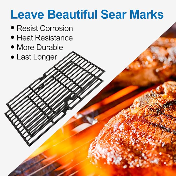 Utheer Grill Grates fit Oklahoma Joe's Longhorn Comb Charcoal/Gas Smoke 12201767,14201767, Oklahoma Joe's Longhorn 18202083,16202046,15202029, for Grill Or Smoker Sides, Heavy Duty Cast Iron, 2 Pcs