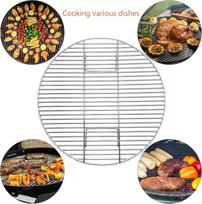 24" Round Grates for BGE, Big Green Egg XL, Weber Summit E6 S6 Kamado Joe Pro Joe Big Joe I, II III Smokers 24" Charcoal Grill and Firering, Outdoor BBQ, Fire Pit Camping, Picnics Cooking Grid
