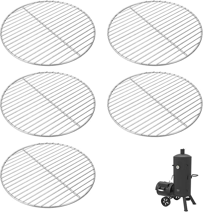 Uniflasy 16.7" Round Grill Grates for Dyna-Glo DGSS1382VCS-D Smoker, 5 Pack Heavy Duty Cooking Grates Replacement Parts for Dyna-Glo Vertical Charcoal Smoker Grill