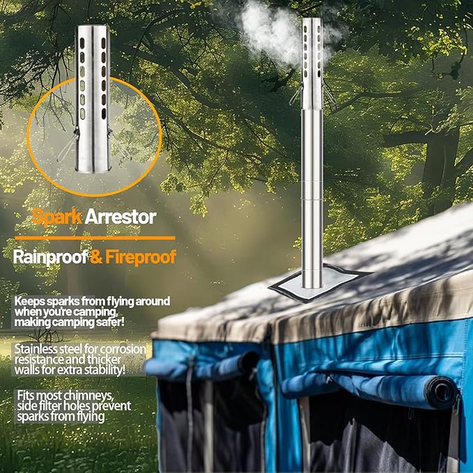Hot Tent Stove,AVOFOREST Wood Burning Stove,Small Wood Stove with 7 Stainless Chimney Pipes for Outdoor Heating & Cooking, Ice Fishing, Hunting
