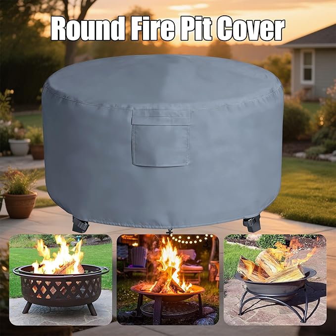 Chinchilla Heavy Duty 36 Inch Round Fire Pit Cover - 100% Waterproof & Weatherproof, Durable All-Season Protection for 33/34/35/36 Inch Propane Fire Pits and Tables