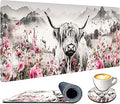 Extra Large Mouse Pad for Desk 35.4 X 15.7 Full Desk Pad for Keyboard and Mouse Mat Desktop Decor and Accessories XXL Mouse Pad for Home Office Mousepad Scottish Highland Cow