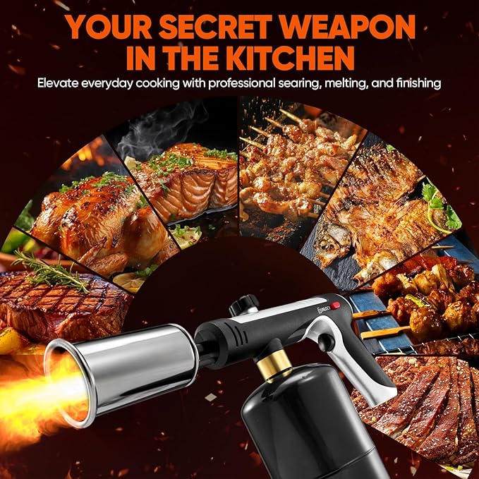 Sakerplus Propane Torch,3272°F Flame Thrower Gun with Adjustable Flame&Safety Lock,Powerful Grill&Cooking Blow Torch for Searing Steak,Sous Vide,BBQ,DIY,Campfire Charcoal Starter(Tank Not Included)