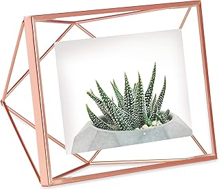 Umbra Prisma 4x6 Picture Frame, Metal Floating Wall or Desk Photo Display for Pictures, Art, Illustrations, and More, Copper