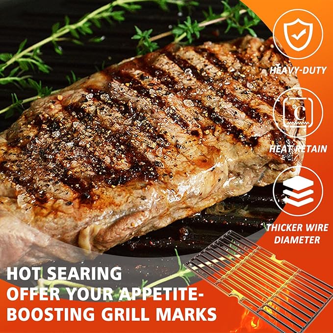 Hisencn Grill Grates Replacement for Charbroil Advantage 463343015, 463344015, 463344116, Kenmore, Advantage Gas2coal Parts 463340516, G467-0002-W1, 16 15/16" Porcelain Enameled Cooking Grids, 3 Packs