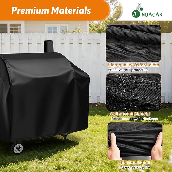 Charcoal Grills Cover for CC1830 30 Barrel Charcoal Grill, Waterproof Outdoor Grill Cover BBQ Grill Cover Barbeque Grill Cover - 44" L×27.6" W×43" H, Black