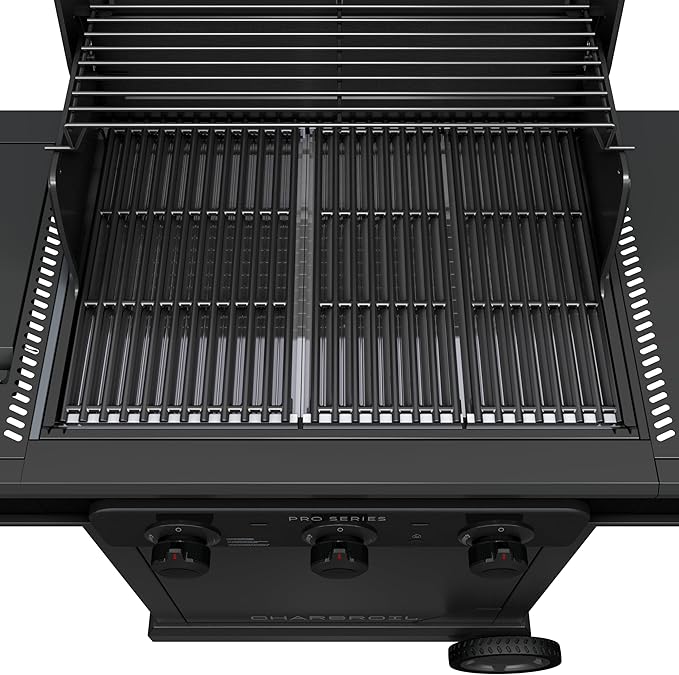 Charbroil Pro Series Amplifire Technology 3-Burner Propane Gas Grill and Griddle Cabinet with Side Burner, Black - 463366724