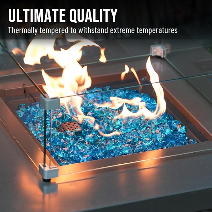 Skyflame 10-Pound Polygon Fire Glass for Fire Pit Fireplace Landscaping,1/2-inch, Aqua Blue