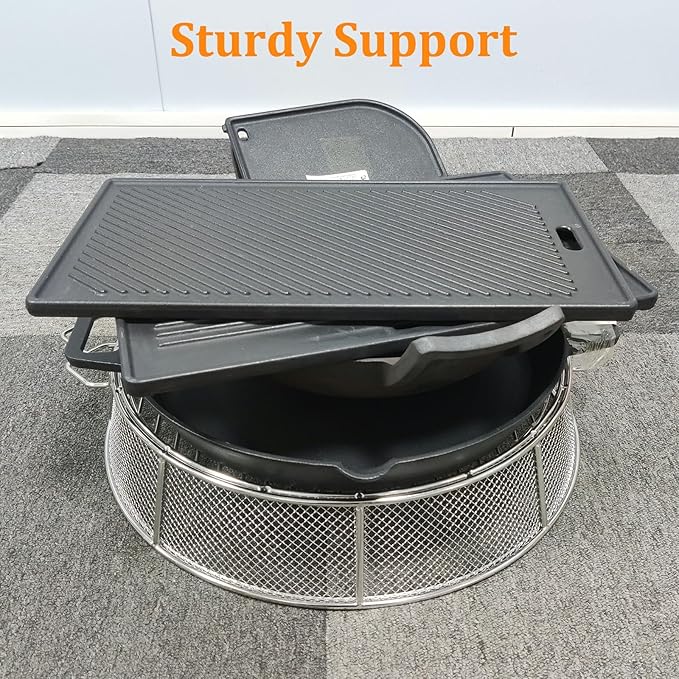 Uniflasy Fire Pit Accessory Kit for 27 Inch Solo Stove Yukon, 304 Stainless Steel Spark Screen & Cooking Grate & Fire Pit Stand for Yukon Fireplace Tools, for Backyard & Outdoor Fire Pits