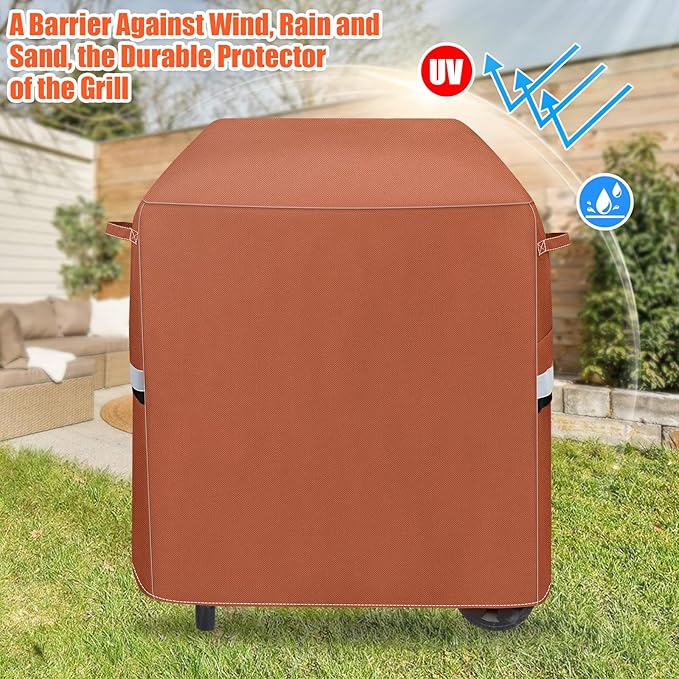 QuliMetal 7113 Grill Cover for Weber Q100 Q120 Q1000 Q1200 Q200 Q220 Q2000 Q2200 Q2400 Q2800N+ Series Gas Grills, 600D Waterproof Fade Resistant BBQ Gas Grill Cover, Brown