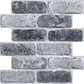 COMSTICKC 3D Faux Gray Brick Wall Panel Peel and Stick, 10 Pcs 12"X12" Small Size Brick Thin PVC Decorative Tiles，Not Real Brick, Designed for Quick DIY Wall Upgrades Indoor
