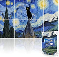 Mollywell Art Acoustic Panels 48x32x0.4 Inch, Black Cat in Starry Night |Sound Absorbing|Self Adhesive Sound Proofing Wall Decoration|Peel and Stick Sound Dampening Panels|Home Theater, Gaming Room|