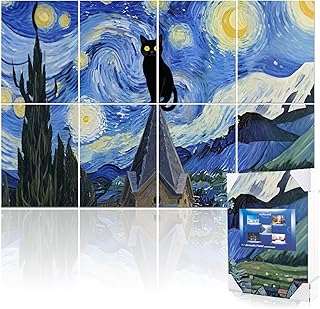 Mollywell Art Acoustic Panels 48x32x0.4 Inch, Black Cat in Starry Night |Sound Absorbing|Self Adhesive Sound Proofing Wall Decoration|Peel and Stick Sound Dampening Panels|Home Theater, Gaming Room|