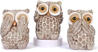 Set of 3 Owl Statues Home Décor, Cute Owl Figurines for Shelf, Living Room Bedroom Office Desktop, Bookshelf, Animal Sculptures Gifts,Small Decor Accents Items for Birds Lovers