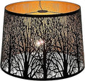 Large Lamp Shade for Table Lamp and Floor Light, 12x14x10 inch Large Lamp with Pattern of Trees, Black Metal Etching Process Spider