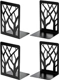 MaxGear Book Ends Tree Design Modern Bookends for Shelves, Non-Skid Book Holder, Heavy Duty Metal Book Storage for Books/CDs, Decorative Book Stopper for Home, 7 x 4.7 x 3.5”, Black,2 Pair/4 Pieces