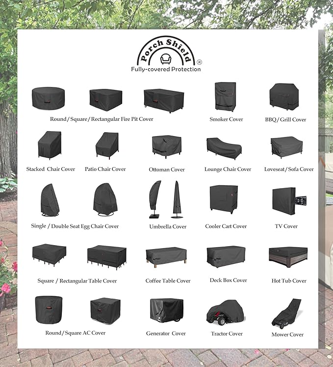 Porch Shield Fire Pit Cover - Waterproof 600D Heavy Duty Fade Resistant Round Patio Fire Bowl Cover Black - 40 inch