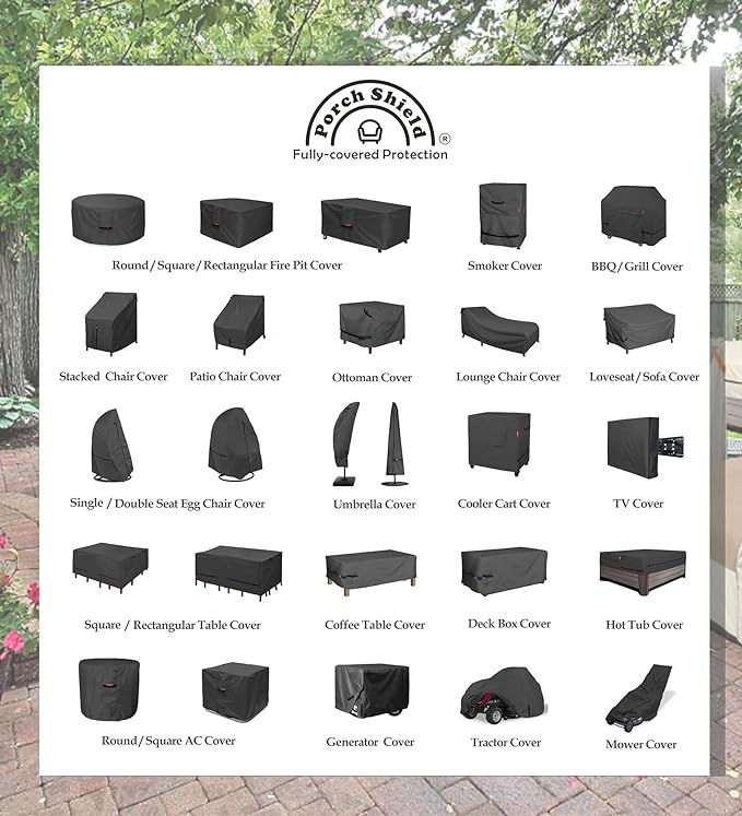 Porch Shield Fire Pit Cover - Waterproof 600D Heavy Duty Fade Resistant Square Patio Fire Pit Table Cover Black - 32 x 32 inch