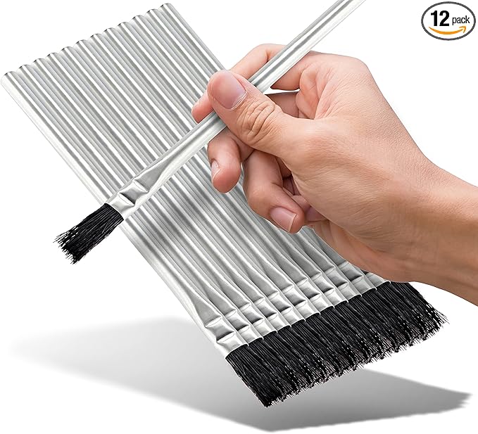 Acid Brushes - 12 Count 3/8 Inch Horsehair Acid Flux Brushes, Disposable Glue Brushes for Woodworking, Epoxy Brushes for Resin, Great for Crafting, Soldering, in The Home, and School, or Shop