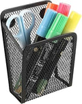 Magnetic Pencil Holder,Mesh Stainless Steel Pen Basket, Metal Writing Utensil Storage Organizer for Whiteboard,Blackboard,Kitchen, Locker, Home, or Office